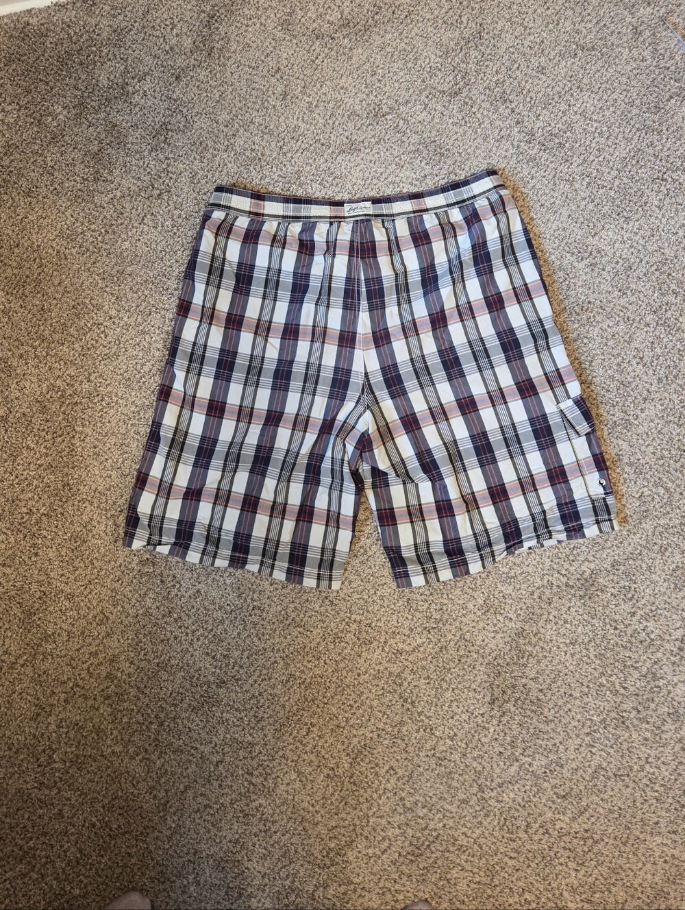 Polo by Ralph Lauren Plaid Cargo Shorts - Navy, White & Red Lg Grandpacore Golf - Picture 4 of 8